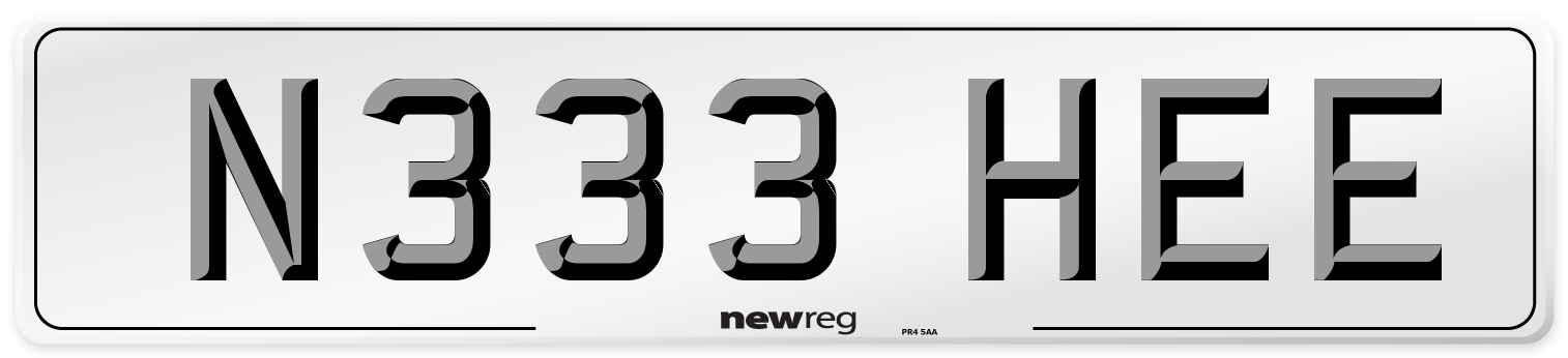 N333 HEE Number Plate from New Reg